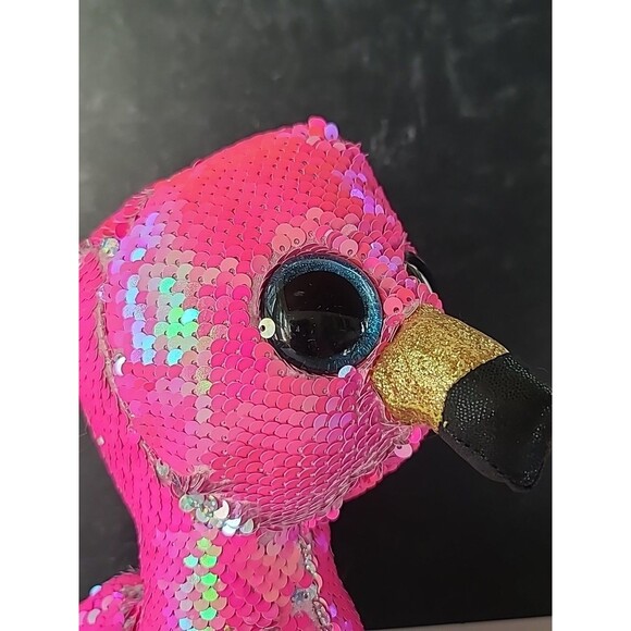 TY Flippables Pinky Pink Flamingo Plush Stuffed Animal Sequins 14 Inch 2018 - Picture 6 of 10